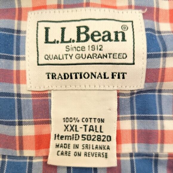 LL Bean Button Down Shirt Men's XXL TALL Short Sleeve Traditional Fit Lot of 5 - Picture 12 of 16